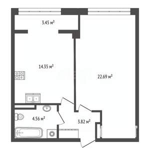 1-к квартира, вторичка, 39м2, 4/5 этаж