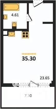 Студия квартира, вторичка, 35м2, 1/5 этаж