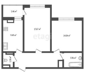 2-к квартира, сданный дом, 59м2, 9/10 этаж