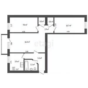 3-к квартира, вторичка, 57м2, 5/5 этаж