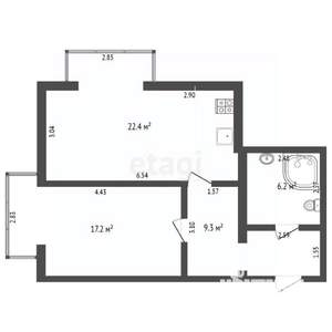 1-к квартира, вторичка, 55м2, 3/4 этаж