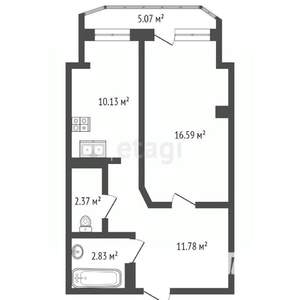 1-к квартира, вторичка, 45м2, 4/9 этаж