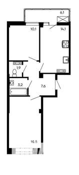 2-к квартира, строящийся дом, 60м2, 3/9 этаж