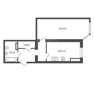 1-к квартира, вторичка, 44м2, 11/16 этаж