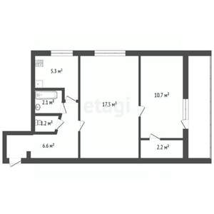 2-к квартира, вторичка, 49м2, 1/5 этаж