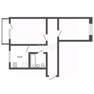 2-к квартира, вторичка, 44м2, 3/4 этаж