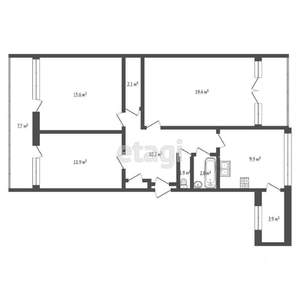 3-к квартира, вторичка, 72м2, 4/5 этаж
