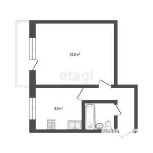 1-к квартира, вторичка, 33м2, 1/6 этаж