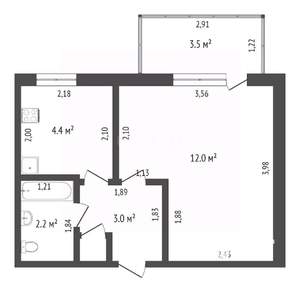 1-к квартира, вторичка, 22м2, 3/5 этаж