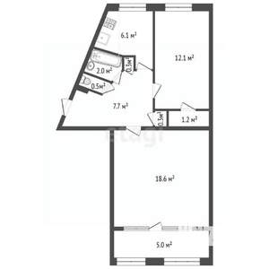 2-к квартира, вторичка, 52м2, 5/5 этаж