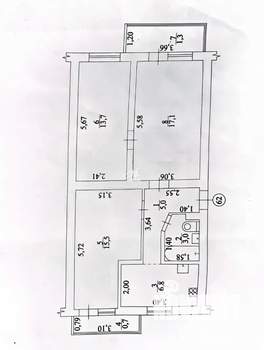 3-к квартира, вторичка, 62м2, 3/5 этаж