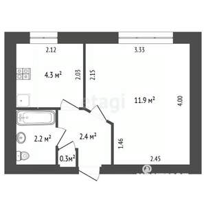 1-к квартира, вторичка, 21м2, 1/5 этаж