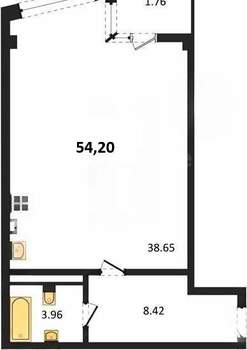 Студия квартира, вторичка, 54м2, 3/5 этаж