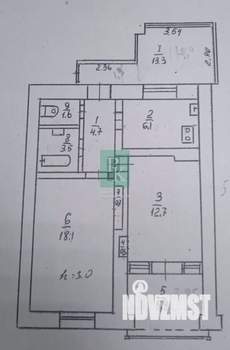 2-к квартира, вторичка, 64м2, 2/2 этаж