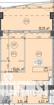 2-к квартира, строящийся дом, 66м2, 3/9 этаж