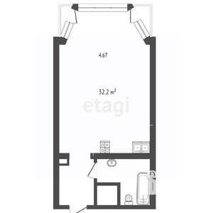 Студия квартира, вторичка, 45м2, 8/9 этаж