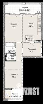 2-к квартира, вторичка, 64м2, 5/8 этаж