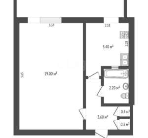 1-к квартира, вторичка, 32м2, 5/5 этаж