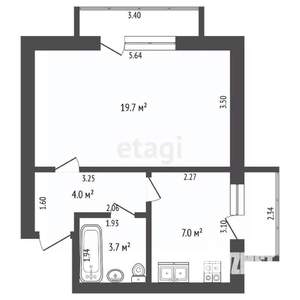 1-к квартира, вторичка, 34м2, 5/5 этаж