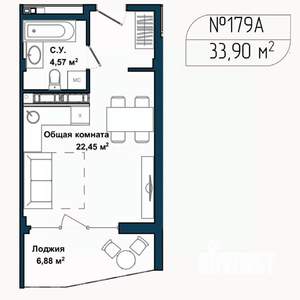 1-к квартира, вторичка, 33м2, 5/5 этаж