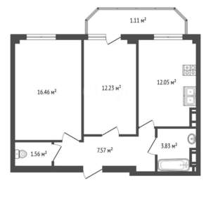 2-к квартира, вторичка, 54м2, 8/10 этаж