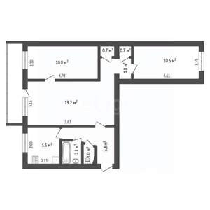 3-к квартира, вторичка, 59м2, 4/5 этаж