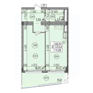 2-к квартира, строящийся дом, 61м2, 3/9 этаж