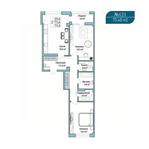 2-к квартира, вторичка, 75м2, 9/9 этаж