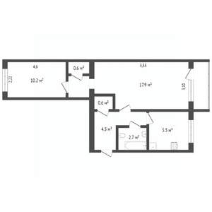 2-к квартира, вторичка, 43м2, 3/5 этаж