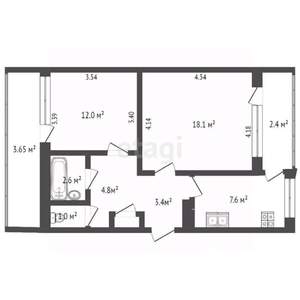 2-к квартира, вторичка, 50м2, 5/9 этаж