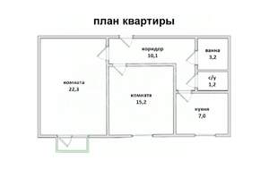 2-к квартира, вторичка, 60м2, 3/3 этаж