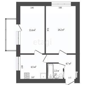 2-к квартира, вторичка, 40м2, 2/5 этаж