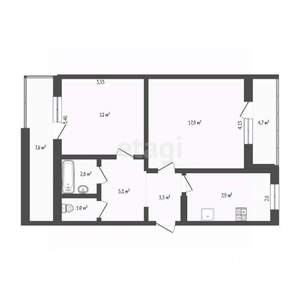 2-к квартира, вторичка, 50м2, 6/9 этаж