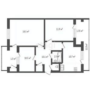 3-к квартира, вторичка, 72м2, 5/5 этаж