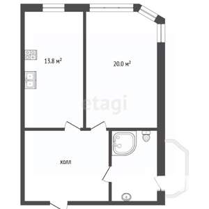 1-к квартира, вторичка, 48м2, 4/10 этаж