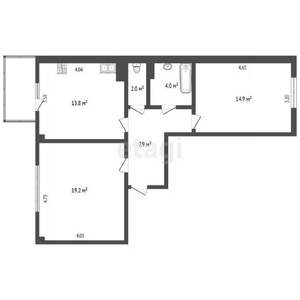 2-к квартира, вторичка, 63м2, 3/6 этаж