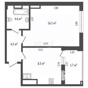 1-к квартира, вторичка, 36м2, 3/10 этаж