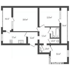 3-к квартира, вторичка, 60м2, 4/9 этаж