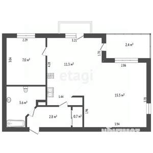 2-к квартира, вторичка, 44м2, 2/2 этаж