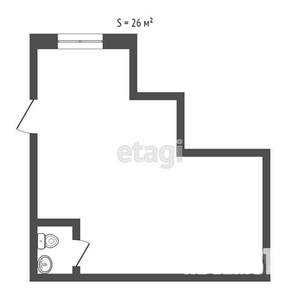 Студия квартира, вторичка, 26м2, 1/5 этаж