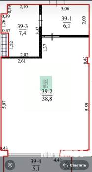 1-к квартира, вторичка, 57м2, 3/7 этаж