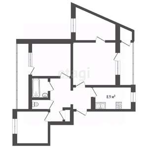 4-к квартира, вторичка, 70м2, 4/9 этаж
