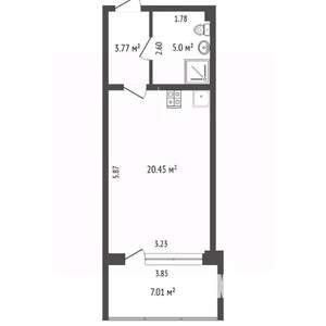 Студия квартира, вторичка, 35м2, 8/11 этаж