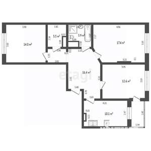 3-к квартира, сданный дом, 78м2, 10/10 этаж