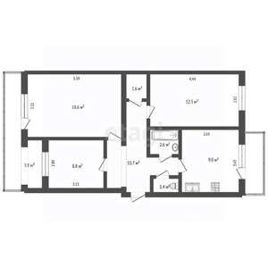 3-к квартира, вторичка, 69м2, 2/5 этаж