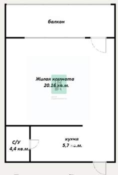 1-к квартира, вторичка, 32м2, 2/2 этаж