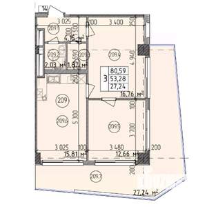 3-к квартира, строящийся дом, 81м2, 2/9 этаж