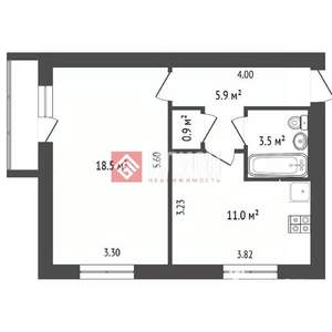 1-к квартира, вторичка, 40м2, 1/3 этаж