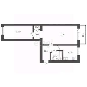 2-к квартира, вторичка, 44м2, 4/5 этаж