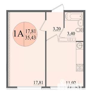 1-к квартира, вторичка, 35м2, 4/12 этаж